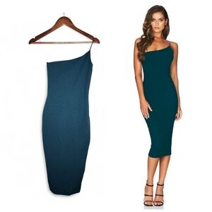 Nookie Penelope One-Shoulder MIDI Dress In Teal Size XS New With Tags